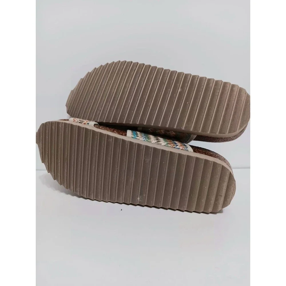 Bjorndal Anne Marie Woven Footbed Sandals Multicolored Strap Corked Sole Sz 7M